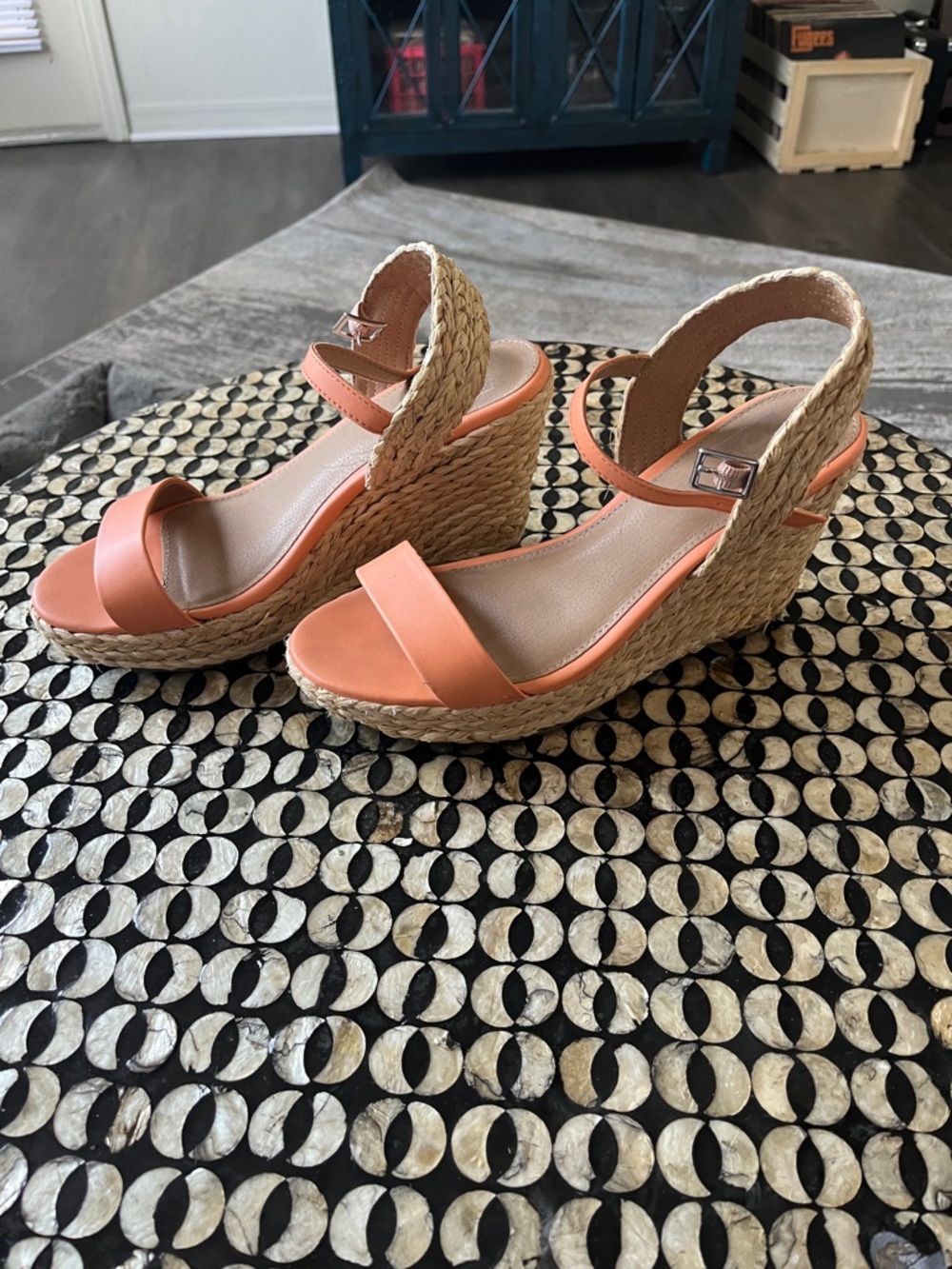 Dolce Vita Coral Orange Wedge Sandals - Picture 2 of 4